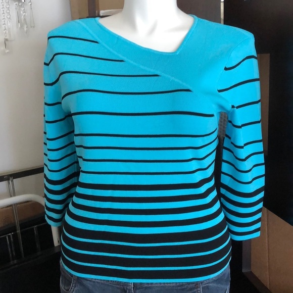 CYRUS KNIT TOP Turquoise & Black NWT sz XL - Picture 1 of 7